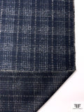 Italian Plaid Wool-Like Brushed Soft Knit - Navy / Grey