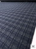 Italian Plaid Wool-Like Brushed Soft Knit - Navy / Grey