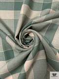 Italian Large-Scale Plaid Lightweight Wool Suiting - Sage Green / Light Beige