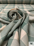 Italian Large-Scale Plaid Lightweight Wool Suiting - Sage Green / Light Beige