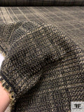 Italian Plaid Novelty Metallic Tweed Suiting - Black / Brassy Gold / Earthy Grey