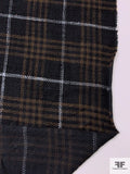 Italian Plaid Wool Tweed Suiting - Black / Brown / Light Grey
