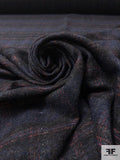 Italian Plaid Brushed Wool Gauze Suiting - Navy / Bllack / Red