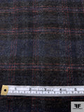 Italian Plaid Brushed Wool Gauze Suiting - Navy / Bllack / Red