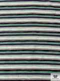 Italian Striped Cotton Spring Suiting - Navy / Green / Black / Off-White