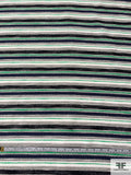 Italian Striped Cotton Spring Suiting - Navy / Green / Black / Off-White