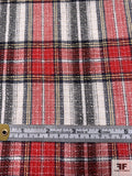 Italian Plaid Slightly Textured Cotton Blend Suiting - Red / Dark Navy / Yellow / Off-White
