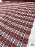 Italian Plaid Slightly Textured Cotton Blend Suiting - Red / Dark Navy / Yellow / Off-White