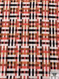 Italian Geometric Mosaic Fashion Suiting - Salmon / Black / Cream / Off-White / Cinnamon