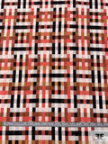 Italian Geometric Mosaic Fashion Suiting - Salmon / Black / Cream / Off-White / Cinnamon