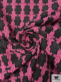 Italian Cross Inspired Novelty Wool Fashion Suiting - Pink / Dark Grey / Black