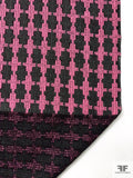 Italian Cross Inspired Novelty Wool Fashion Suiting - Pink / Dark Grey / Black