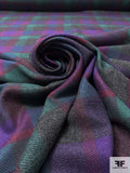 Italian Plaid Flannel Suiting - Purple / Jade Green / Dark Magenta / Heather Grey