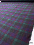 Italian Plaid Flannel Suiting - Purple / Jade Green / Dark Magenta / Heather Grey