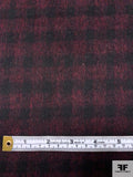 Italian Gingham Check Brushed Plaid Wool Jacket Weight - Dusty Cranberry / Black