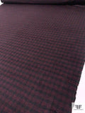 Italian Gingham Check Brushed Plaid Wool Jacket Weight - Dusty Cranberry / Black