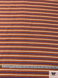 Italian Striped Fashion Suiting - Dark Coral / Amber / Blue / Beige