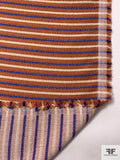 Italian Striped Fashion Suiting - Dark Coral / Amber / Blue / Beige