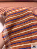 Italian Striped Fashion Suiting - Dark Coral / Amber / Blue / Beige