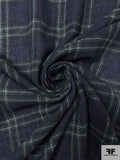 Plaid Wool Gauze Suiting - Navy / Evergreen / White