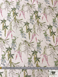 Garden Floral Printed Silk-Cotton Mikado - Ivory / Greens / Pink / Yellow / Blue