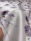 Ethereal Floral Printed Silk-Cotton Mikado - Purple / Lavender / Off-White