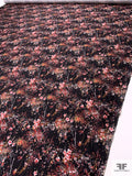 Splattered Floral Printed Silk-Cotton Mikado - Black / Pink / Raspberry / Orange