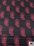 Paisley Printed Satin Face Organza - Red / Berry Pink / Black