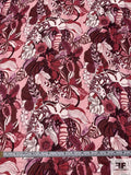 Exotic Floral Printed Silk Georgette - Dusty Rose / Dusty Cranberry / Pinks