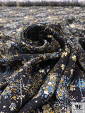 Splattered Floral Matte-Side Printed Silk Charmeuse - Black / Mustard / Dusty Blue