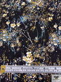 Splattered Floral Matte-Side Printed Silk Charmeuse - Black / Mustard / Dusty Blue