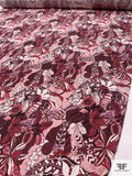 Exotic Floral Matte-Side Printed Silk Charmeuse - Dusty Rose / Dusty Cranberry / Pinks