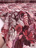 Exotic Floral Matte-Side Printed Silk Charmeuse - Dusty Rose / Dusty Cranberry / Pinks