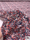 Bubble Ink Matte-Side Printed Silk Charmeuse - Navy / Red / Off-White / Maroon