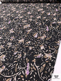 Leaf Branches Printed Cotton Voile - Black / Orchid / Earth Tones