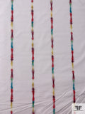 Tie-Dye Striped Printed Cotton Lawn - White / Multicolor