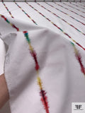 Tie-Dye Striped Printed Cotton Lawn - White / Multicolor
