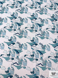 Pucci-esque Printed Cotton Voile - Dusty Turquoise / White