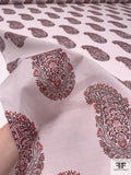Ornate Paisley Printed Cotton Voile - Light Pink / Red / Maroon
