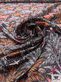 Tropical Leaf and Birds Printed Cotton Voile - Orange / Hot Pink / Black / White / Light Tan