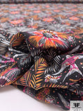 Tropical Leaf and Birds Printed Cotton Voile - Orange / Hot Pink / Black / White / Light Tan