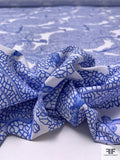 Ocean Coral Printed Polyester Crepe de Chine with 4-Way Stretch - Periwinkle / White
