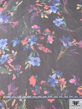 Italian Floral Bouquets Printed Polyester Organza - Black / Multicolor