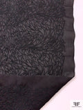 Breezing Outlined Hearts Embroidered Silk Organza - Black