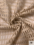 Italian Grid Pattern Novelty Guipure-Like Lace with Glossy Finish - Tan
