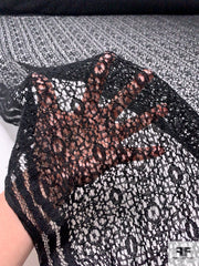 Double-Border Pattern Web Corded Lace - Black | FABRICS & FABRICS