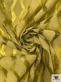 Italian Novelty Organza with Bouclé Detailed Geometric Design - Olive-Chartreuse