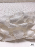 Italian Novelty Organza with Bouclé Detailed Geometric Design - Off-White