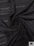 Italian Chenille and Shimmer Striped Challis - Black