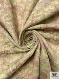 Italian Hazy Floral Slightly Textured Brocade - Tan / Pear Greens